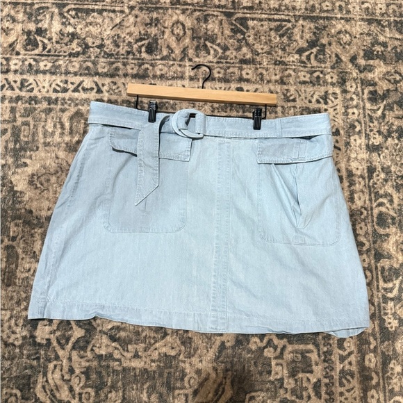 Eloquii Blue Mini Skirt with belt plus size - Picture 3 of 9